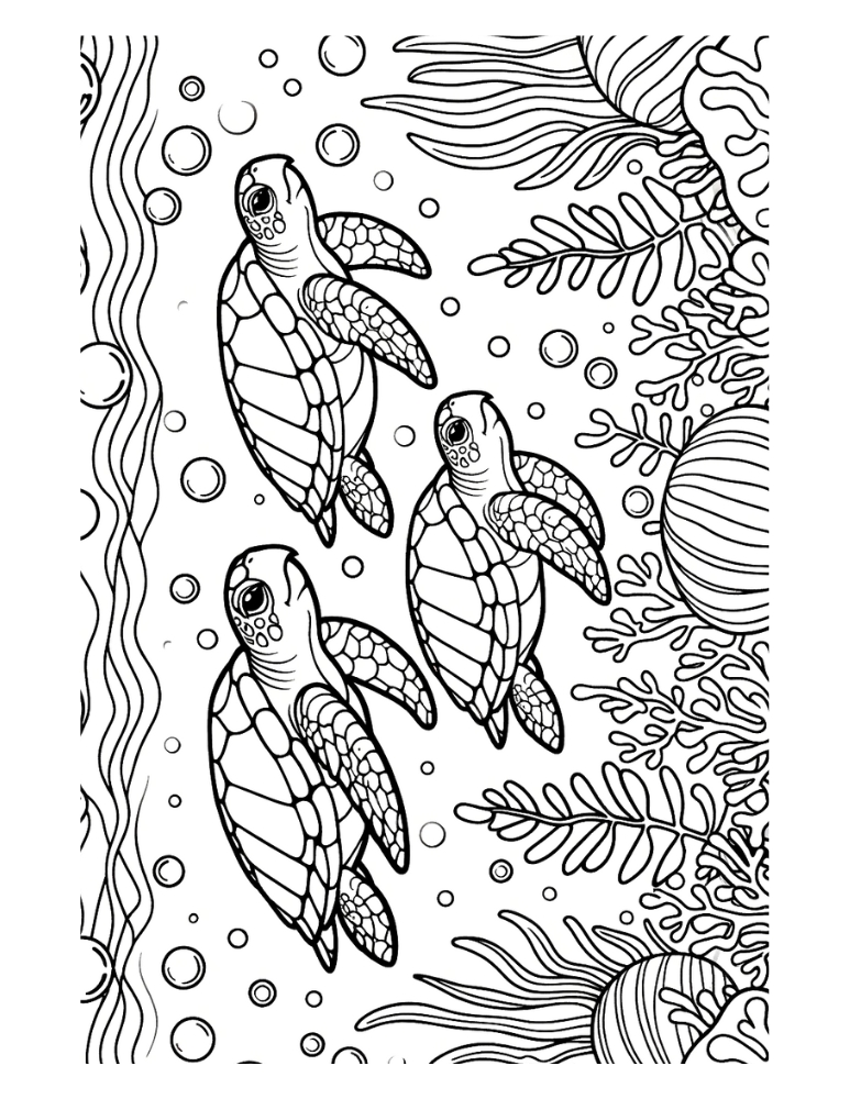 Free cute sea turtle coloring pages