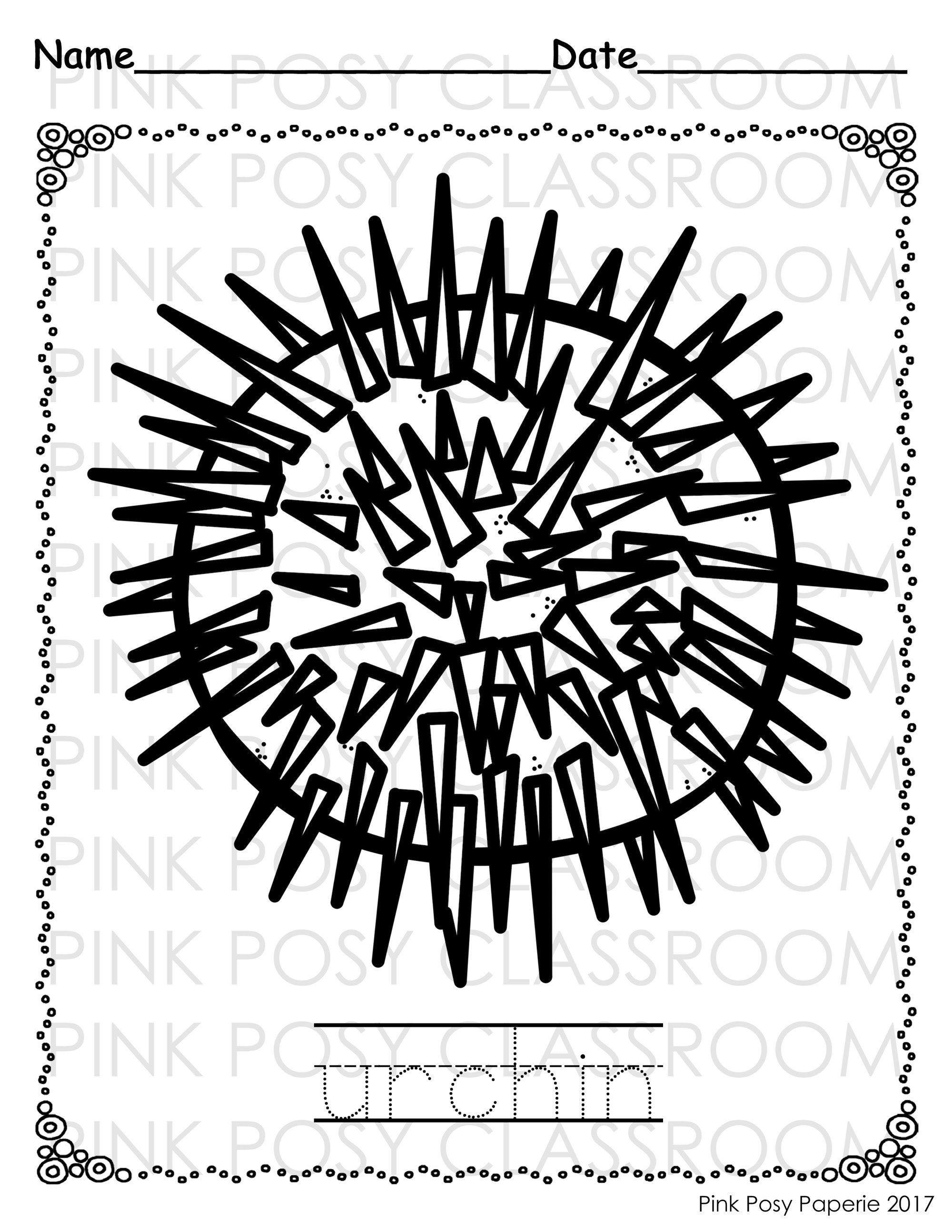 Invertebrates coloring pages color and trace the letters activities for kids invertebrates coloring pages for kids instant download