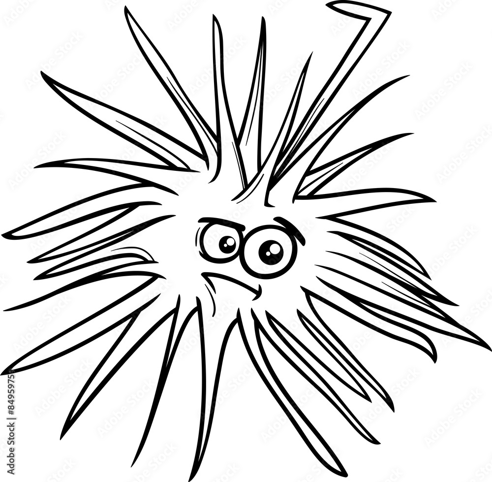 Sea urchin cartoon coloring page vector