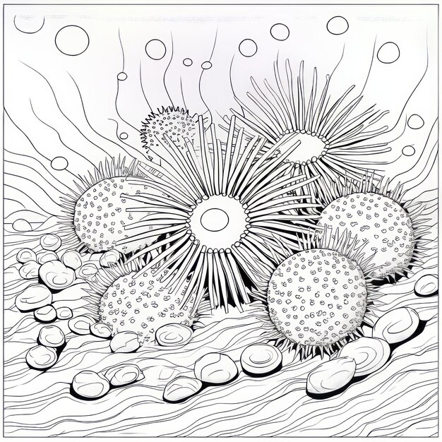 Premium ai image dive into fun sea urchin coloring pages cartoonstyle adventure with bold lines and minimal detail