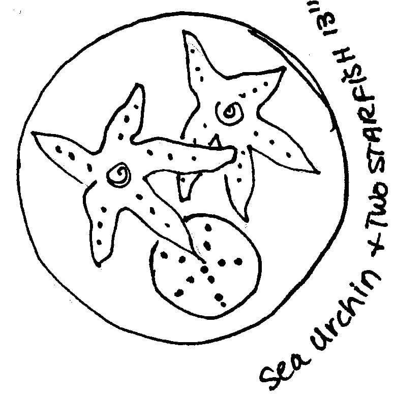 Sea urchin and two starfish