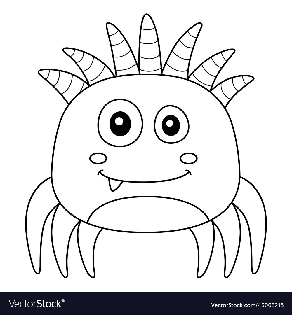 Monster spider coloring page for kids royalty free vector
