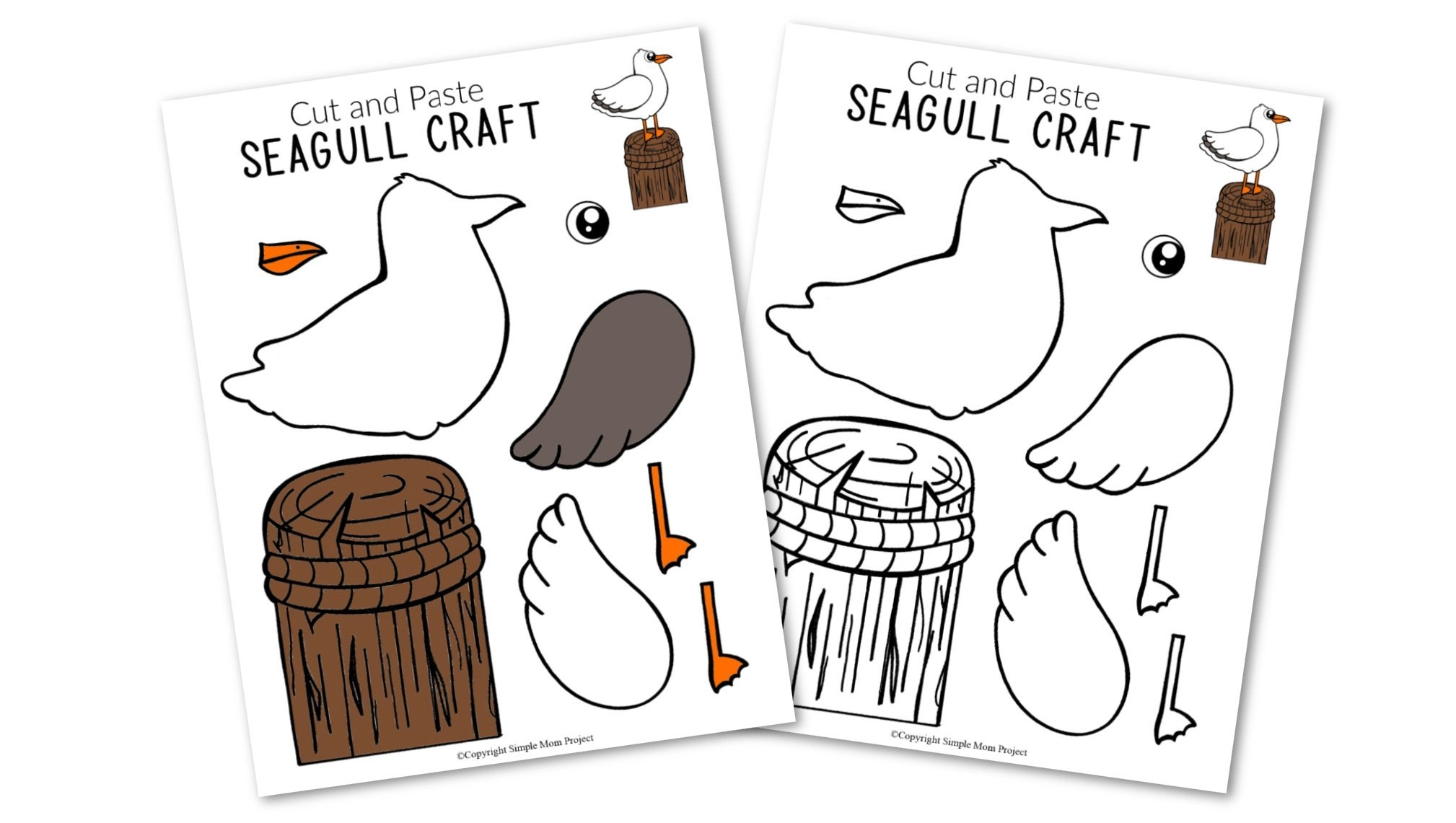 Easy diy seagull craft for kids with free template â simple mom project