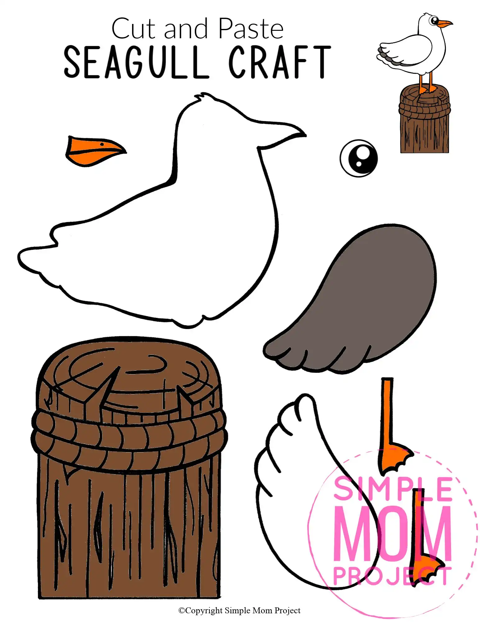 Easy diy seagull craft for kids with free template â simple mom project