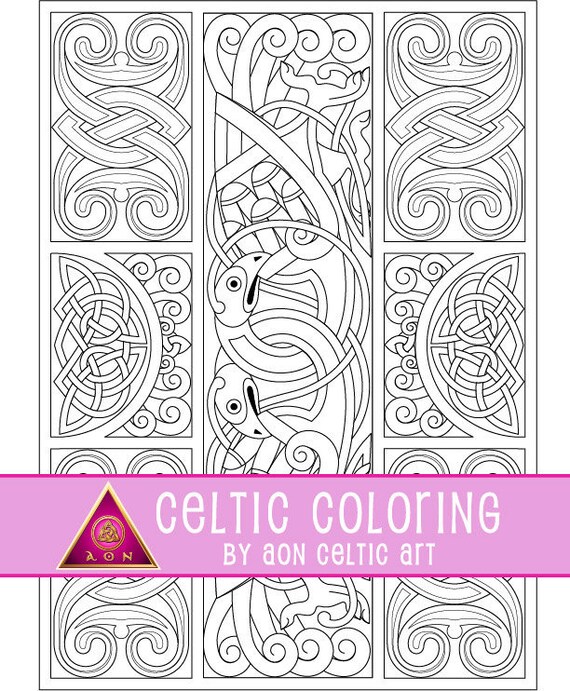 Celtic coloring page celtic seahawks irish colouring peacocks animals knots spirals fantasy download adult coloring