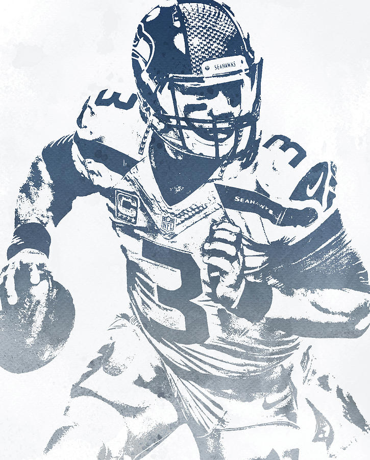 Russell wilson seattle seahawks water color pixel art mixed media by joe hamilton