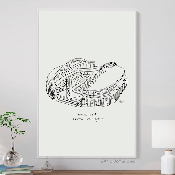 Lumen field seattle print seattle seahawks fan art seahawks football art seahawks stadium drawing seattle gift for dad seattle sports