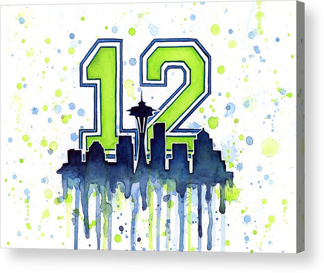 Seattle seahawks th man art acrylic print by olga shvartsur