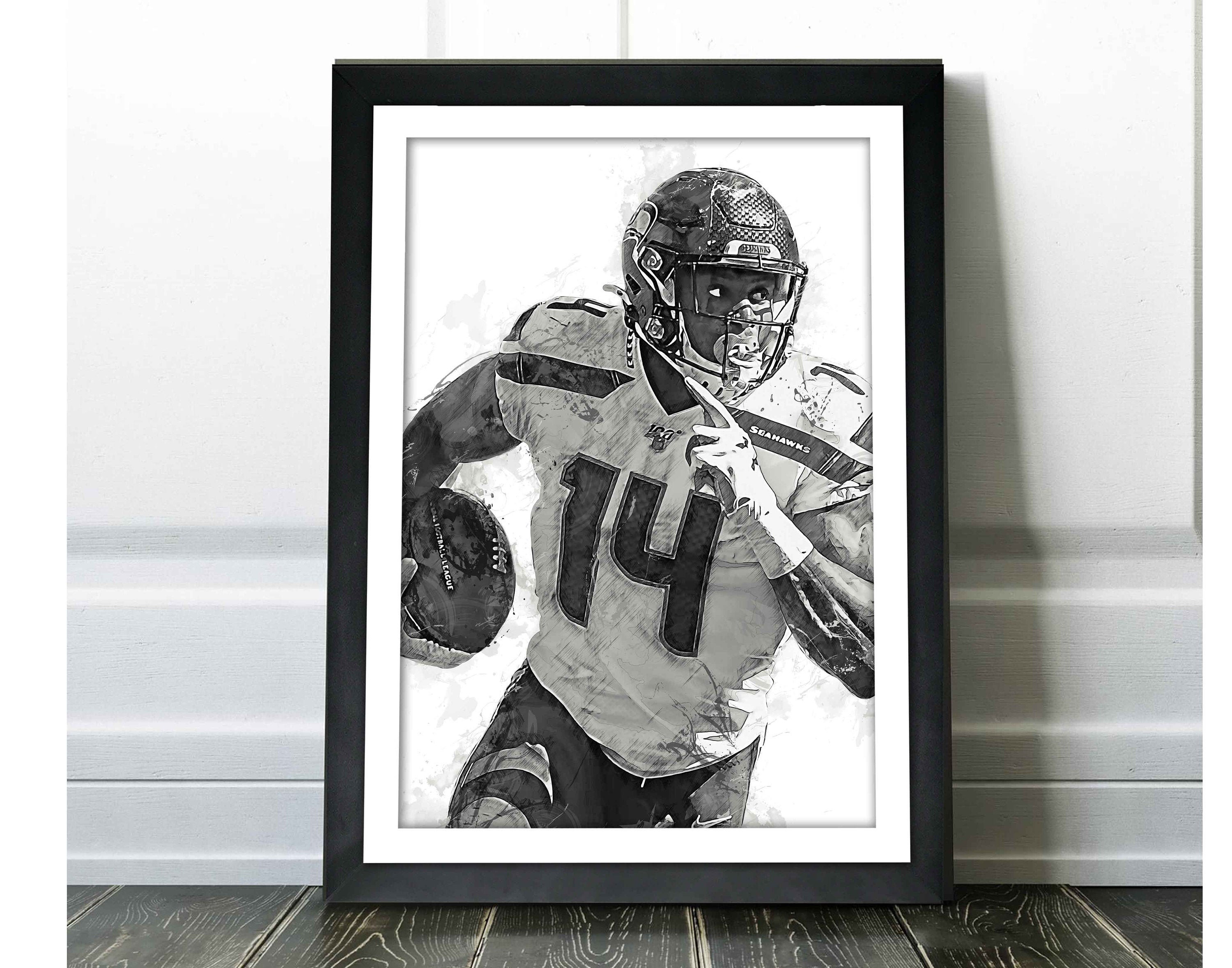 Dk metcalf poster seattle seahawks canvas print wall art sports art print football poster kids decor man cave gift modern