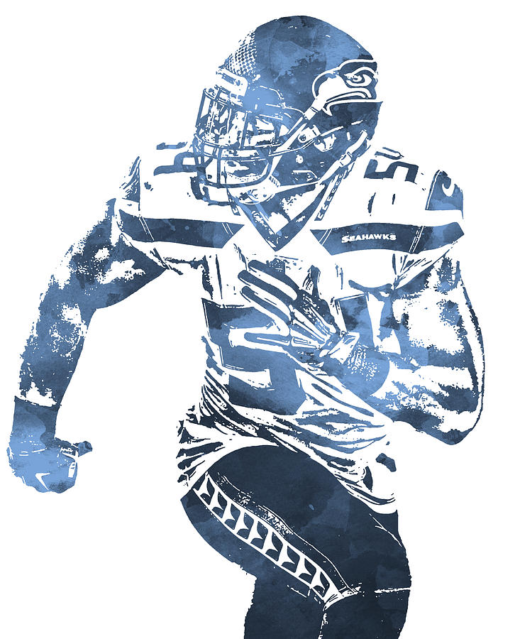 Bobby wagner seattle seahawks watercolor strokes pixel art mixed media by joe hamilton