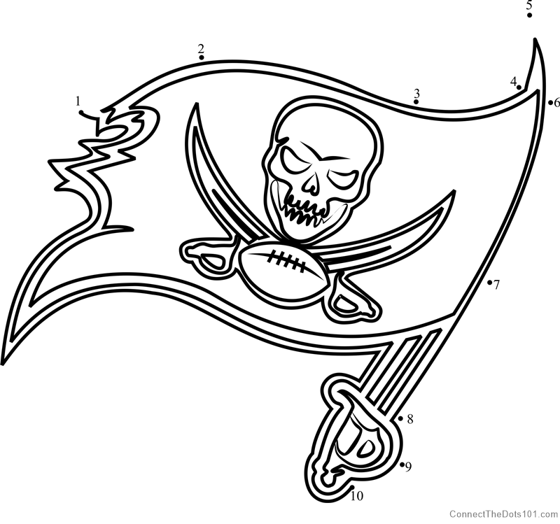 Tampa bay buccaneers logo dot to dot printable worksheet