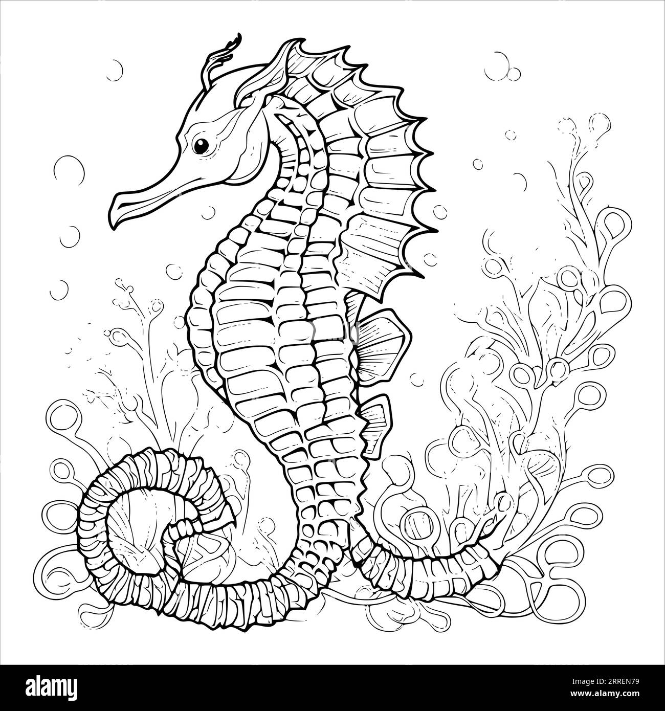 Coloring pages of a seahorse hi