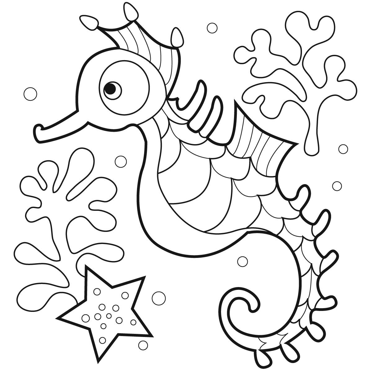 Free printable seahorse coloring pages for kids