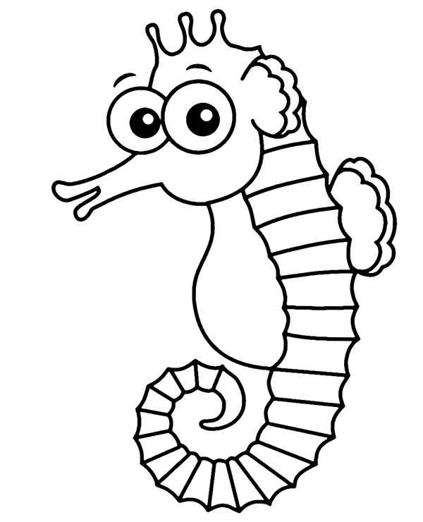 Cartoon seahorse coloring page