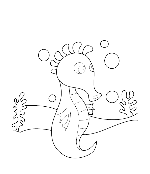 Seahorse coloring image free colouring book for children â monkey pen store