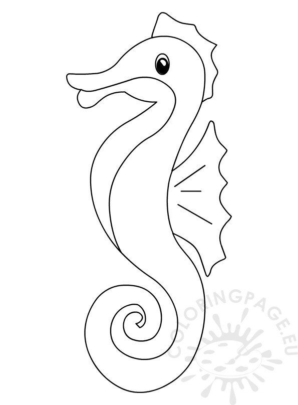 Animals cute seahorse outline coloring page
