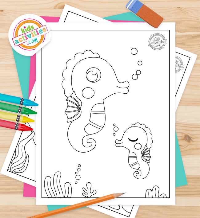 Super cute free printable seahorse coloring pages kids activities blog