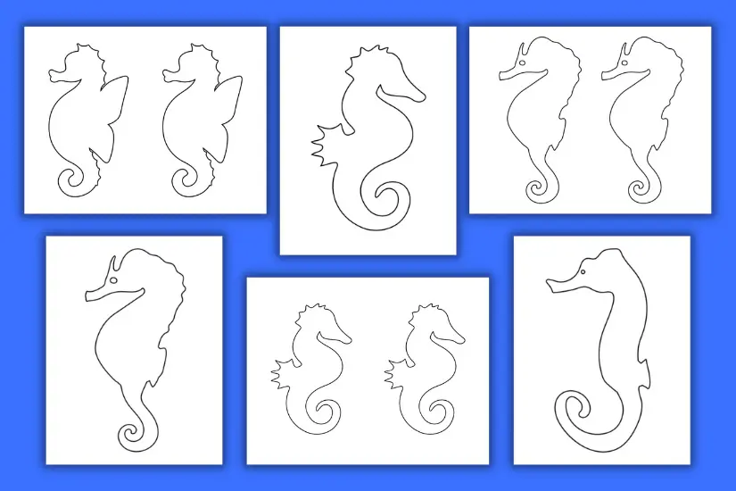 Free printable seahorse template for crafts