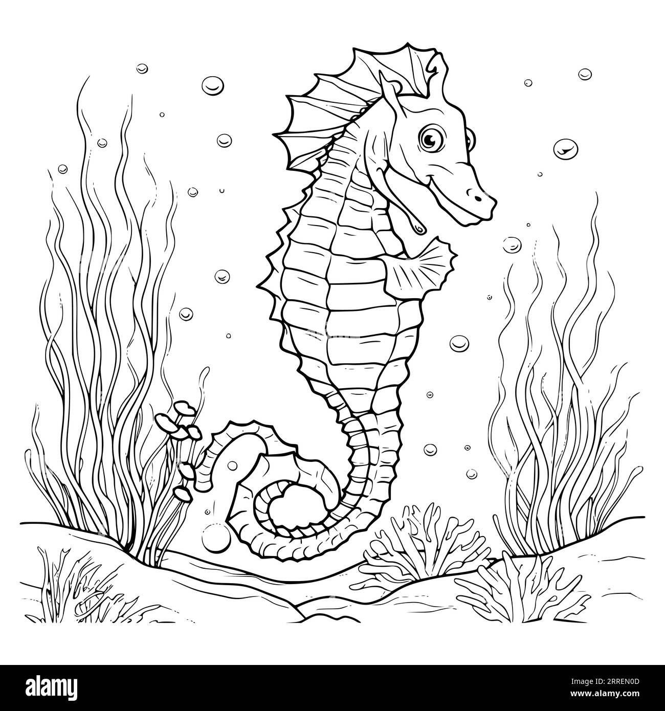 Coloring pages of a seahorse hi