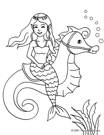 Mermaid on seahorseback coloring page ausmalbilder ausmalbilder kinder bunte kunst