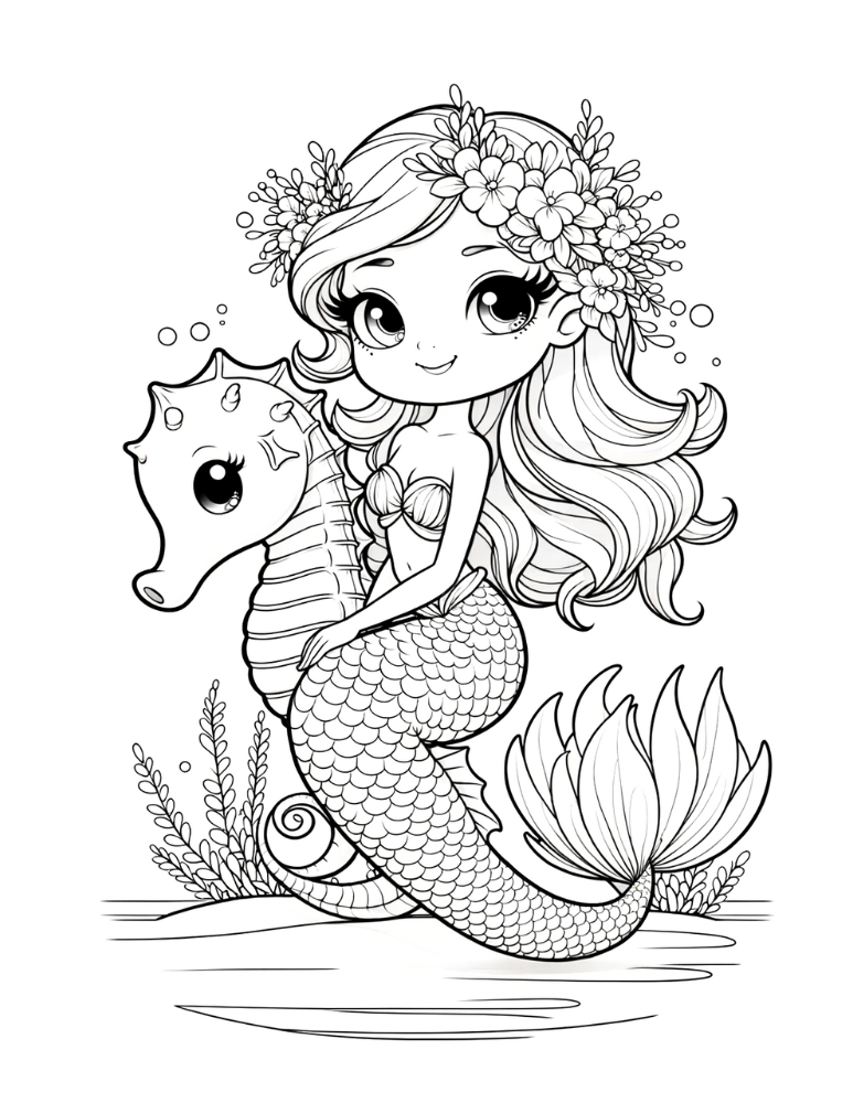 Free seahorse coloring pages for kids