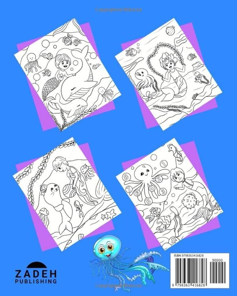 Under the sea coloring book fun ocean creatures and mermaid coloring pages with octopus seahorse jellyfish and many more for boys girls kids ages