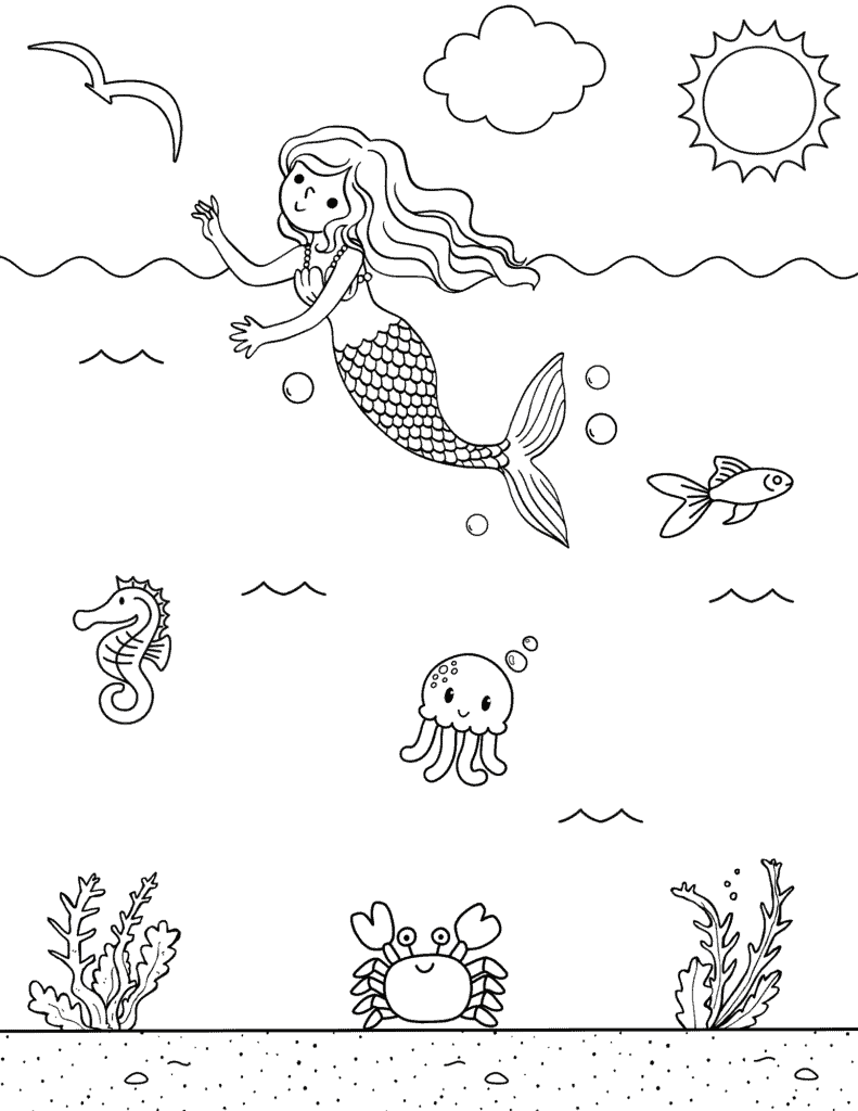 Free printable mermaid coloring pages for kids