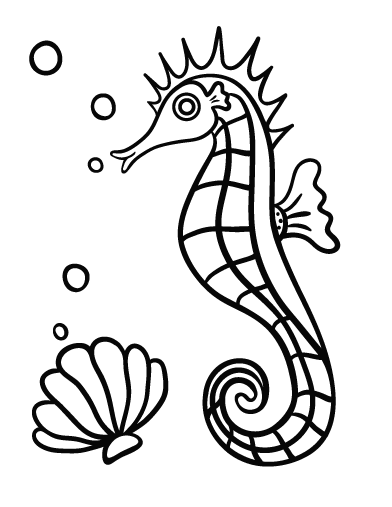 Free seahorse coloring page