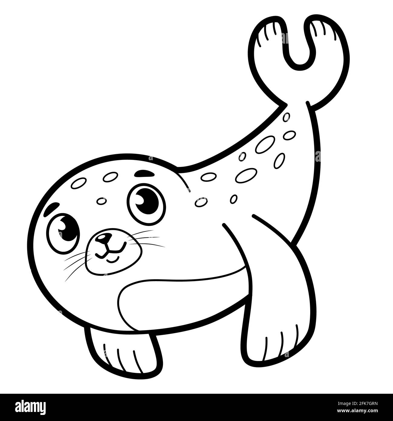 Coloring book or page for kids seal black and white illustration stock photo