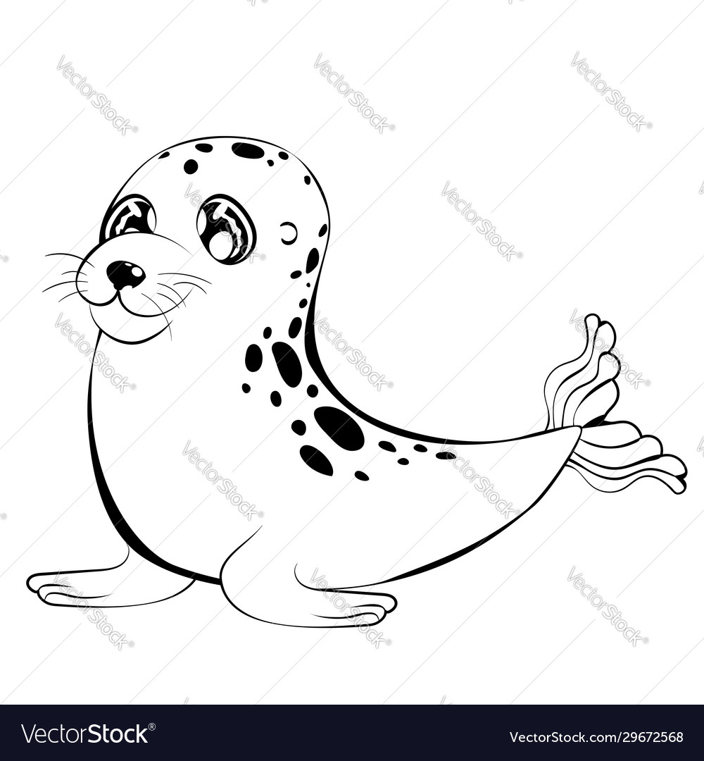 Kawaii seal black and white royalty free vector image