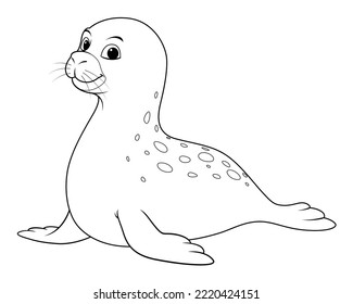Seal cartoon animal illustration bw stock vector royalty free