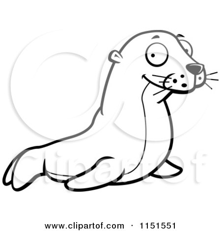 Cartoon clipart of a black and white cute seal