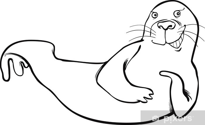 Wall mural funny seal coloring page