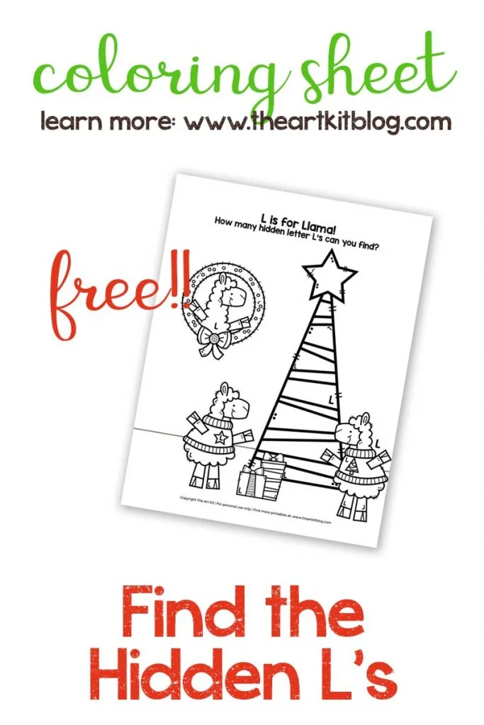 L is for llama coloring page and search find free printable â the art kit