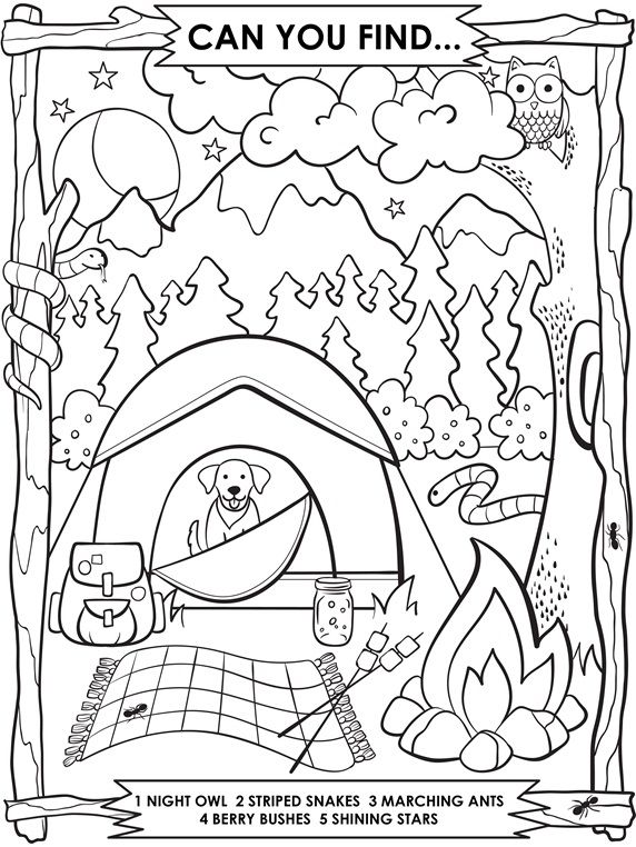 Camping search and find coloring page camping coloring pages summer coloring pages camping theme preschool