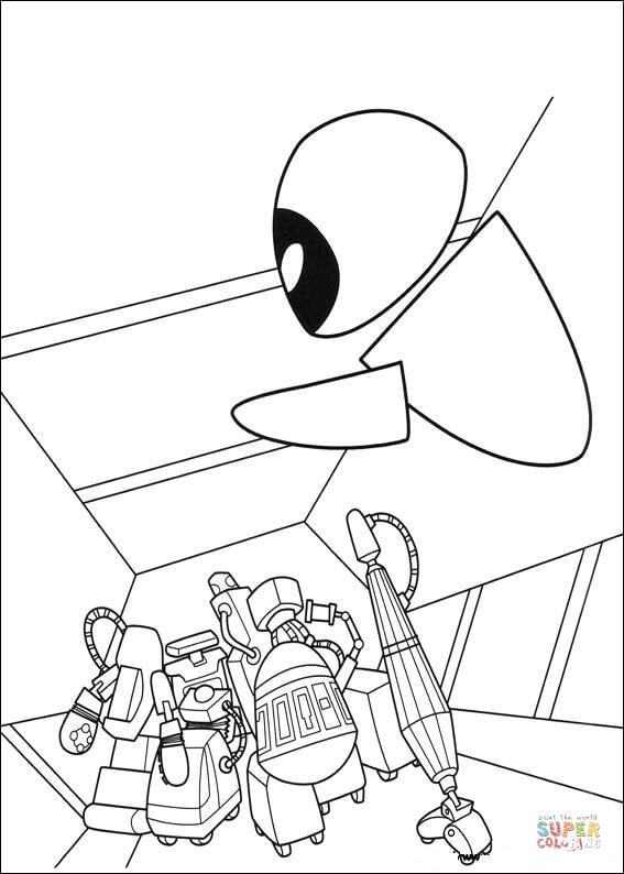 Eva with robots coloring page free printable coloring pages
