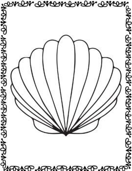 Seashell coloring book seashell clipart