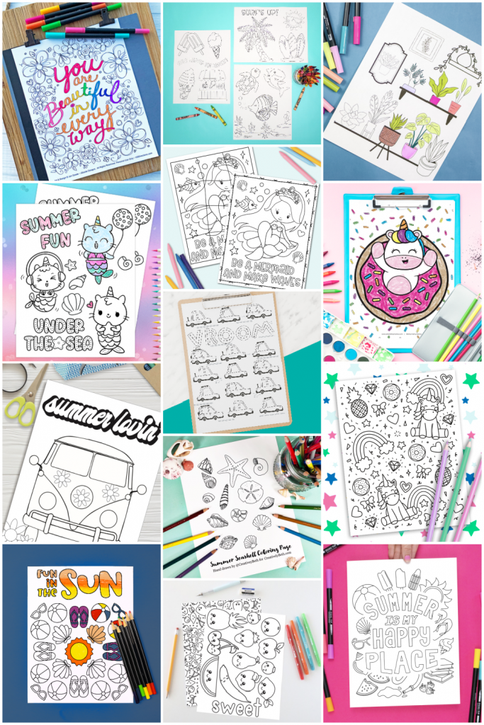 Free summer seashell coloring page