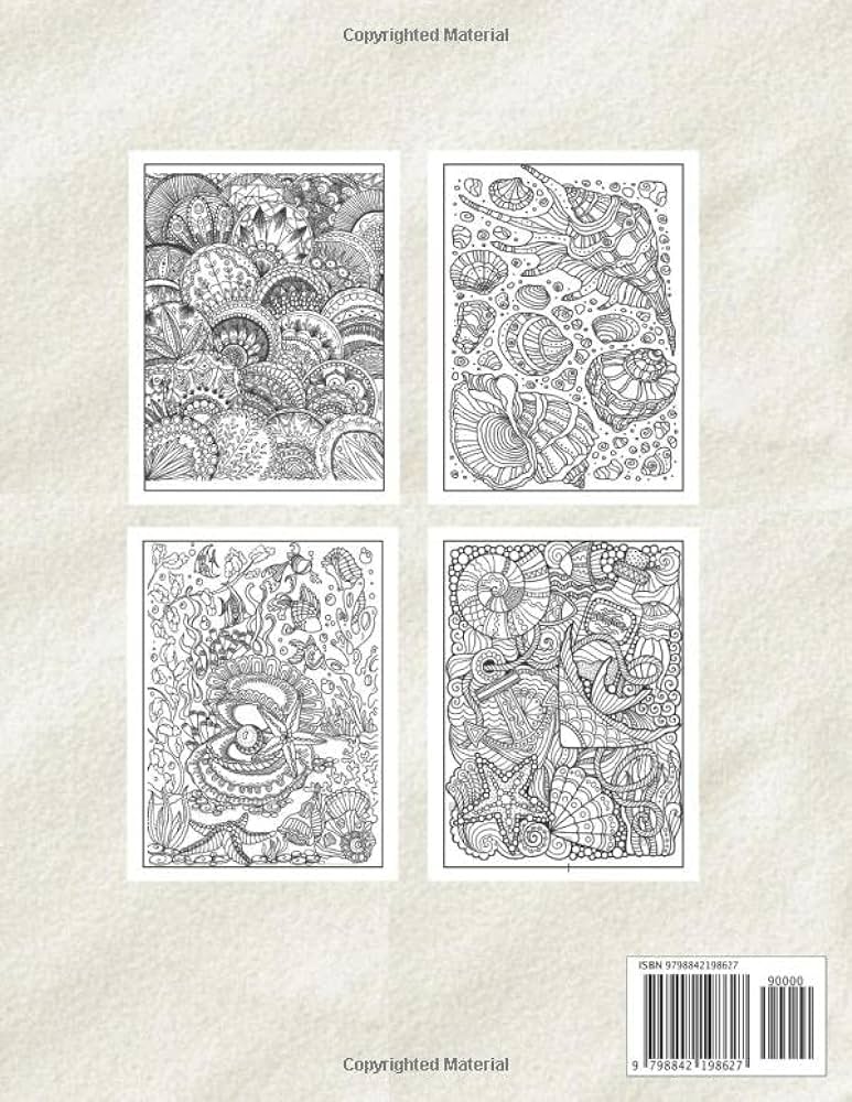 Seashells pattern coloring book white background coloring pages featuring ocean nautical underwater and more for adults teens kids to have fun and unwind by perry bechtelar juy