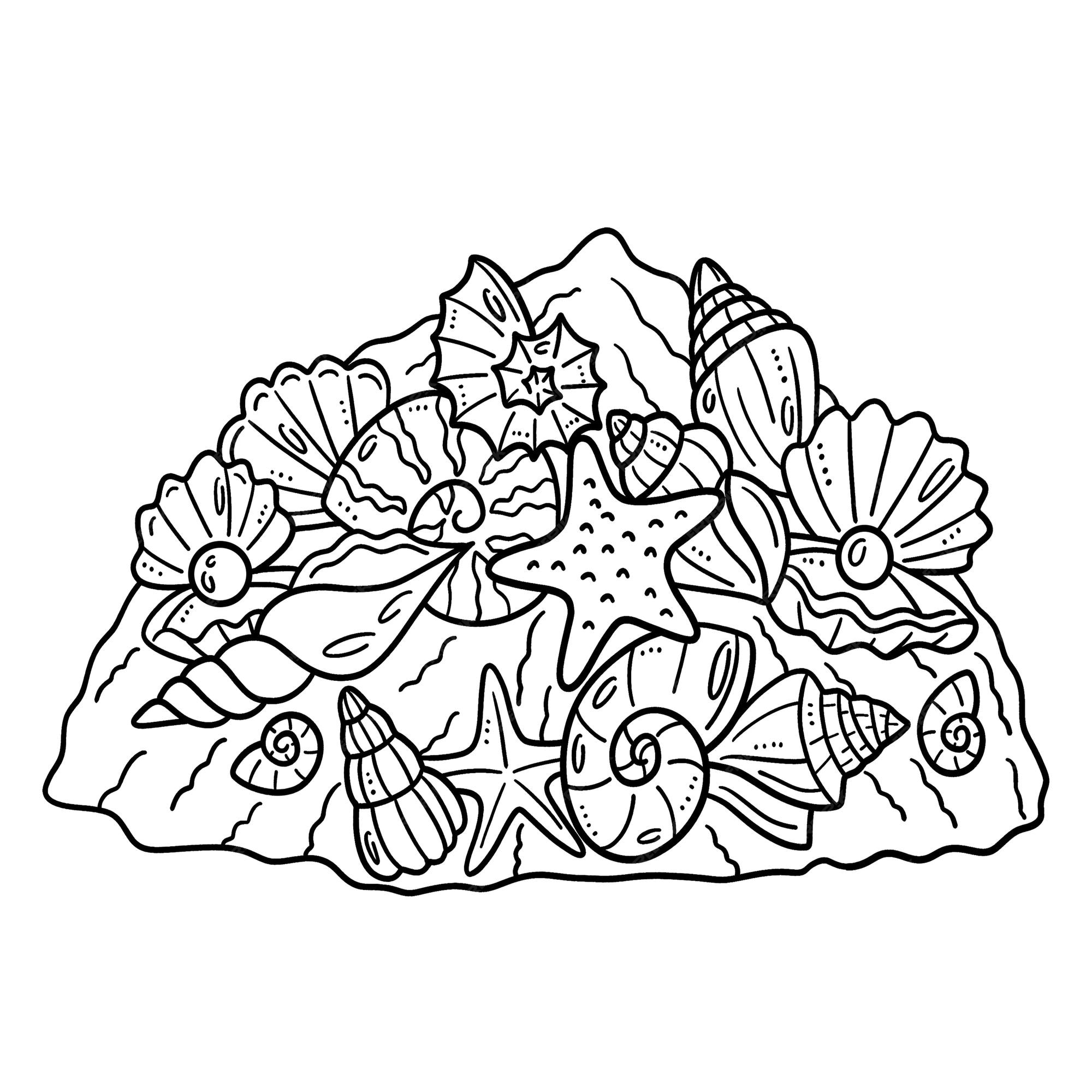 Premium vector seashells isolated coloring page for kids