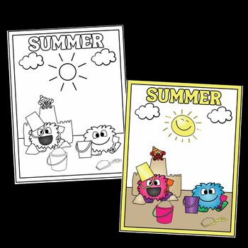 Monster weather seasons coloring pages matching posters by teachers helper