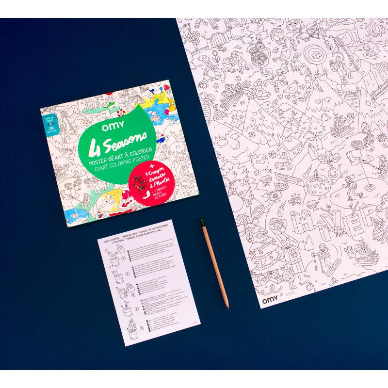 Omy seasons giant colouring poster planting pencil scout co