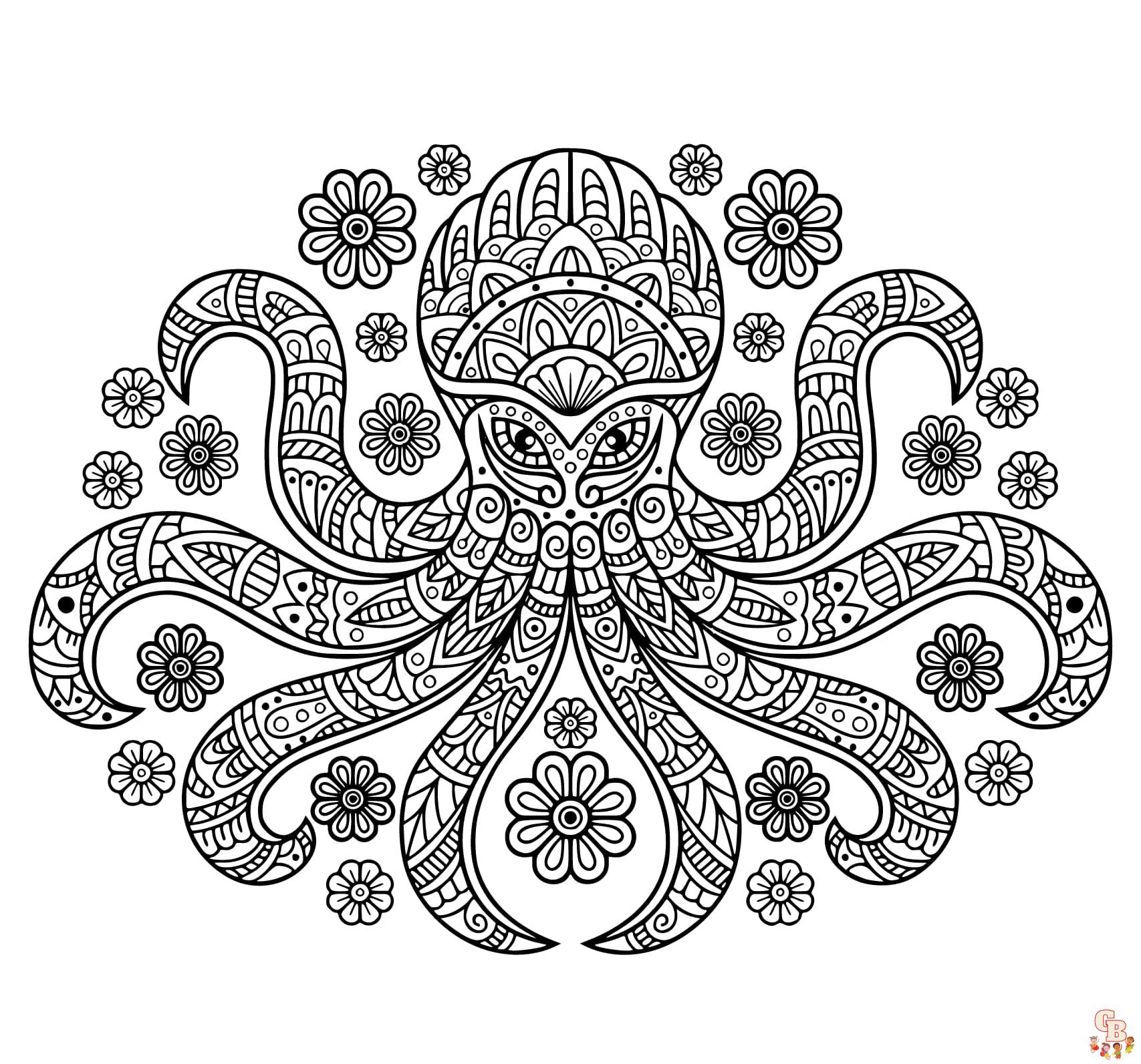Printable kraken coloring pages free for kids and adults