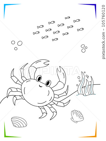 Black and white crab shell seaweed coloring