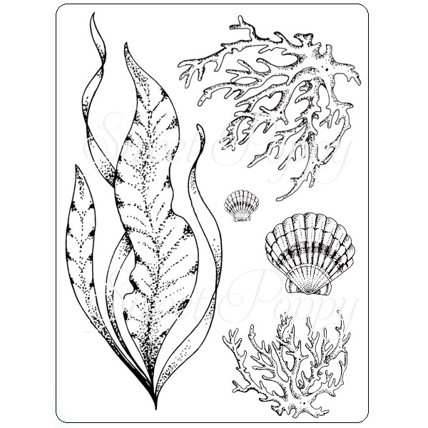 Sweet poppy stencil a stamp seaweed
