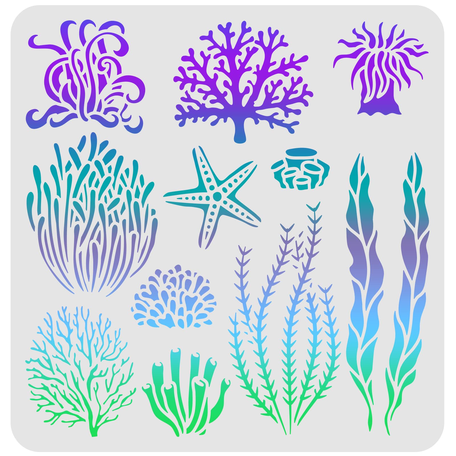 Fingerinspire seaweed stencil x inch seagrass stencil coral drawing stencil sea plant stencil sea creatures stencil ocean theme stencil for painting on wood tile paper fabric floor wall everything else