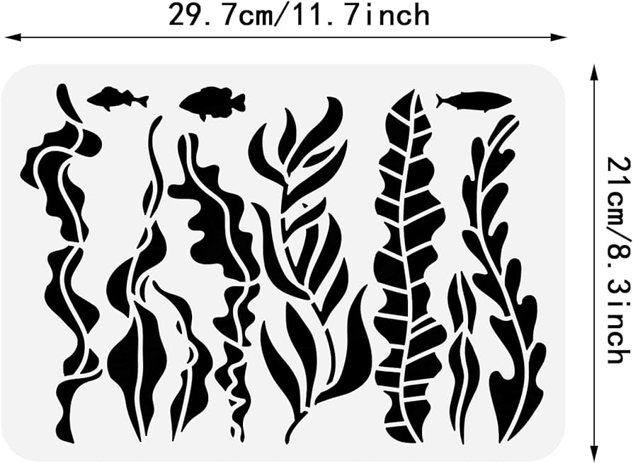 Benecreat ocean theme stencil xinch seaweed sea fish plastic drawing painting stencils templates for painting on scrapbook fabric tiles floor furniture wood