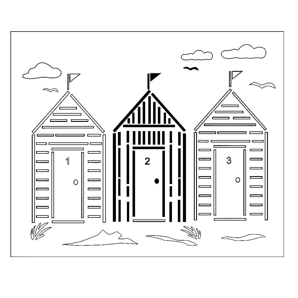 Beach huts stencil