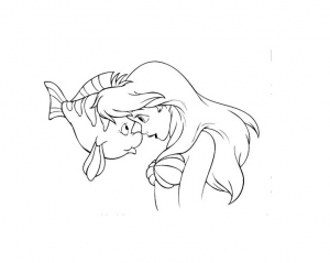 Ariel with sebastian the lobster and polochon his fish friend