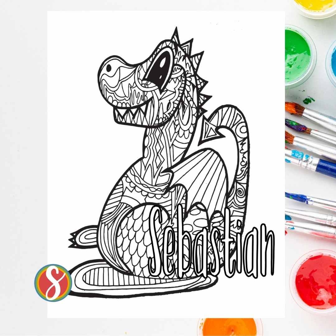 Free sebastian name coloring page printable â stevie doodles
